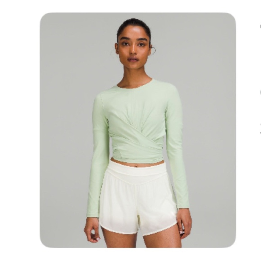 Lululemon Athletica Mint Green Tie Back Long Sleeve Crop Top